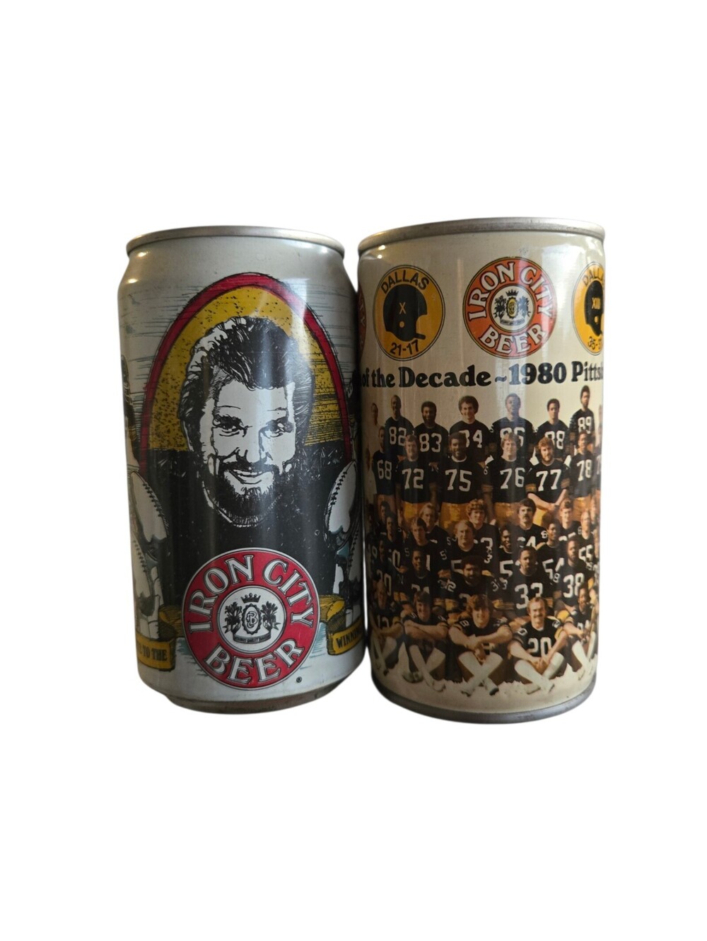 Vintage Iron City Beer Cans 1980 Pittsburgh Steelers Decade Lot Of 2